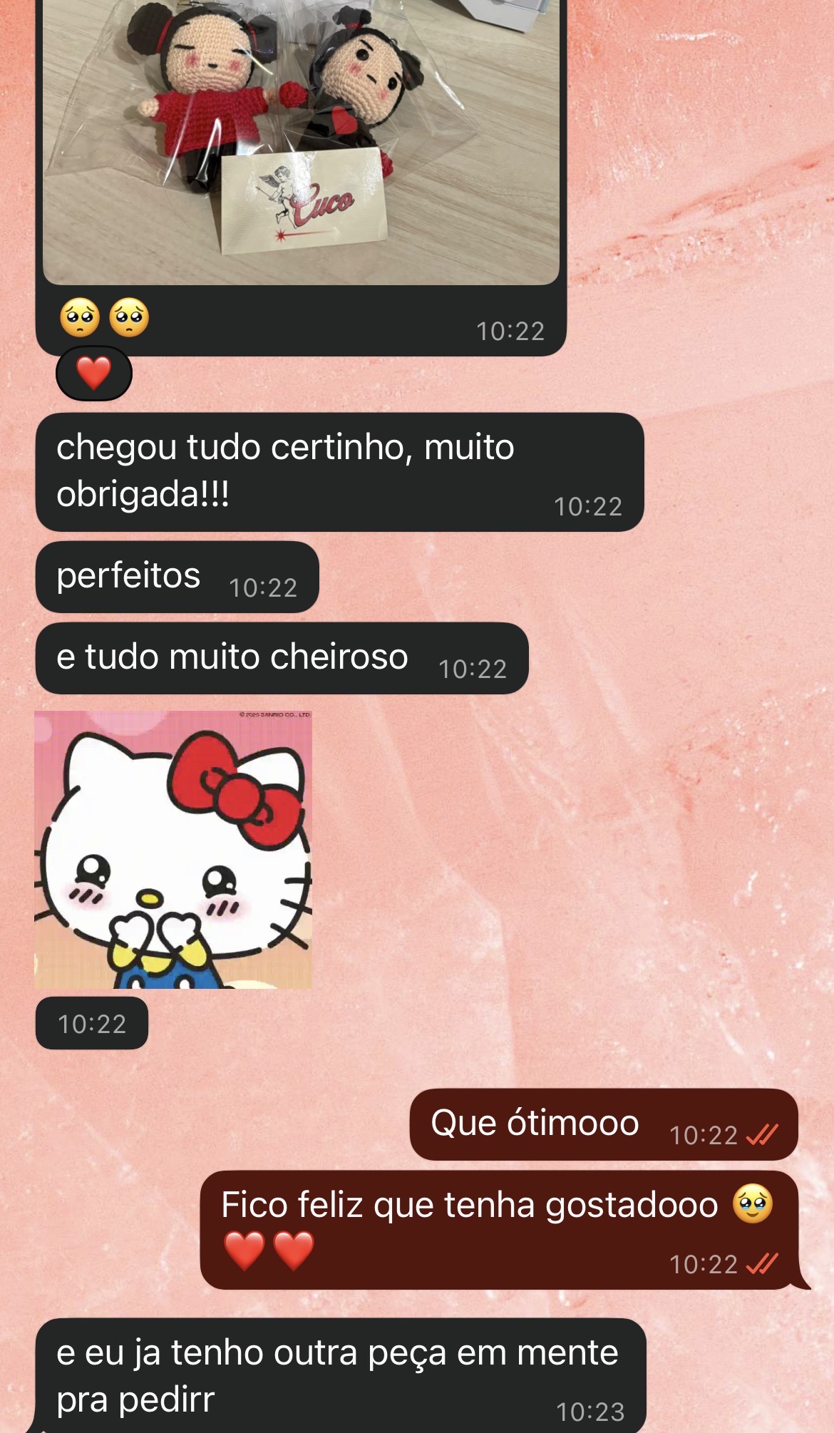 Print de conversa de cliente sobre sua compra